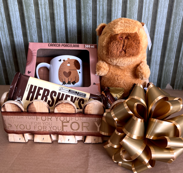 Cesta com Pelúcia Capivara e Chocolates - Imagem 2