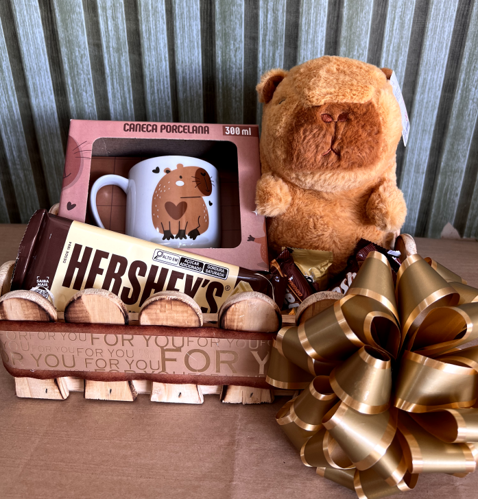 Cesta com Pelúcia Capivara e Chocolates - Imagem 4